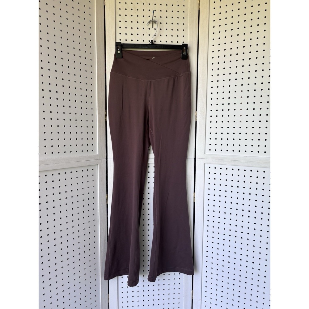 Yogalicious Lux‎ Madison Ankle Length Crossover Flare Pants Women's M Brown